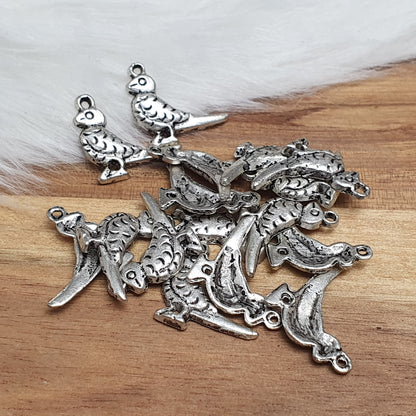 16 Anhänger, Charms, Vogel, 16mm, antik silberfarbig, Schmuck DIY