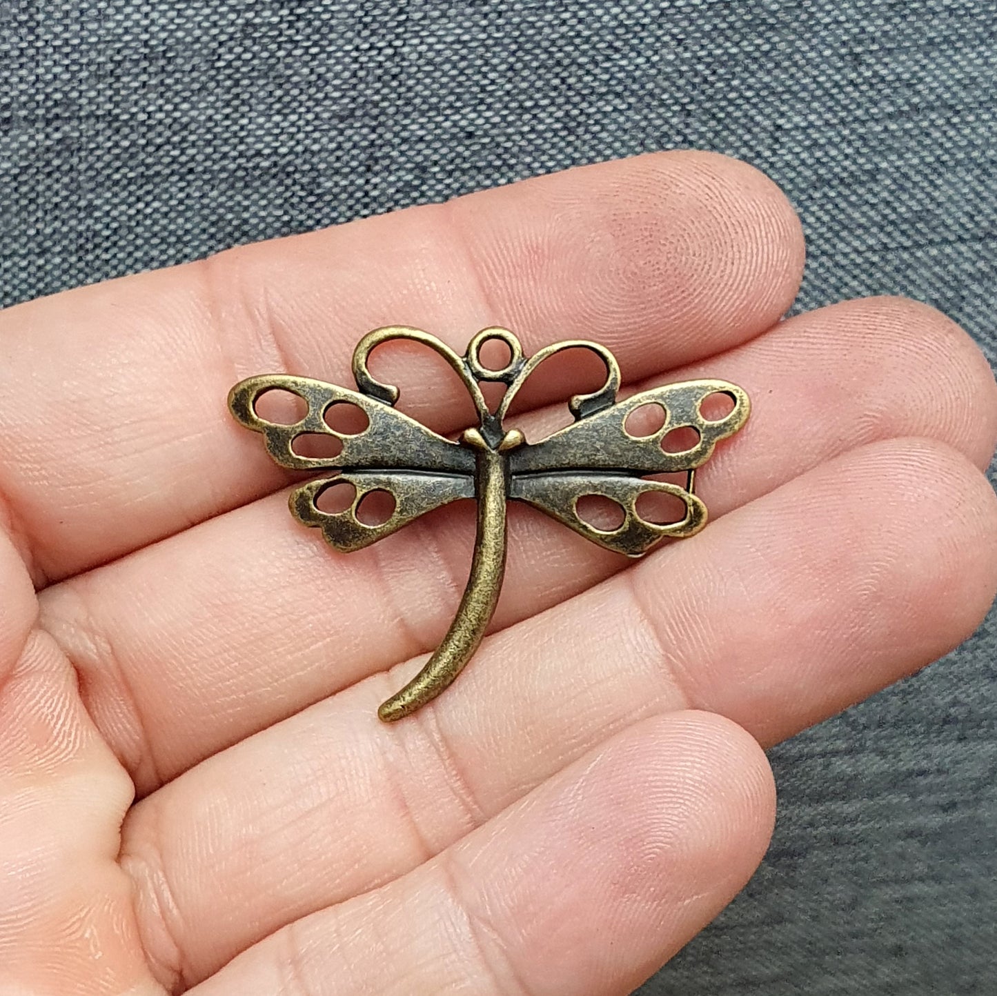 Anhänger, Libelle, 27mm, antik bronzefarbig, Schmuck DIY