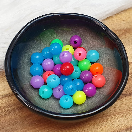 30 Perlen aus Acryl, Opak im Farbmix, 10mm