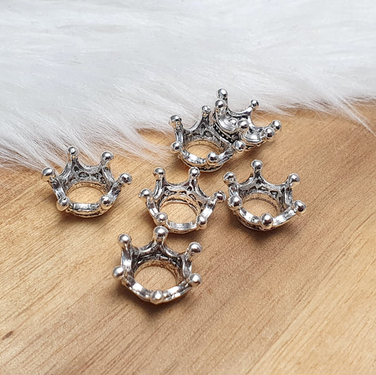 4x Krone Großlochperle, Krönchen, 14mm, antik silberfarbig
