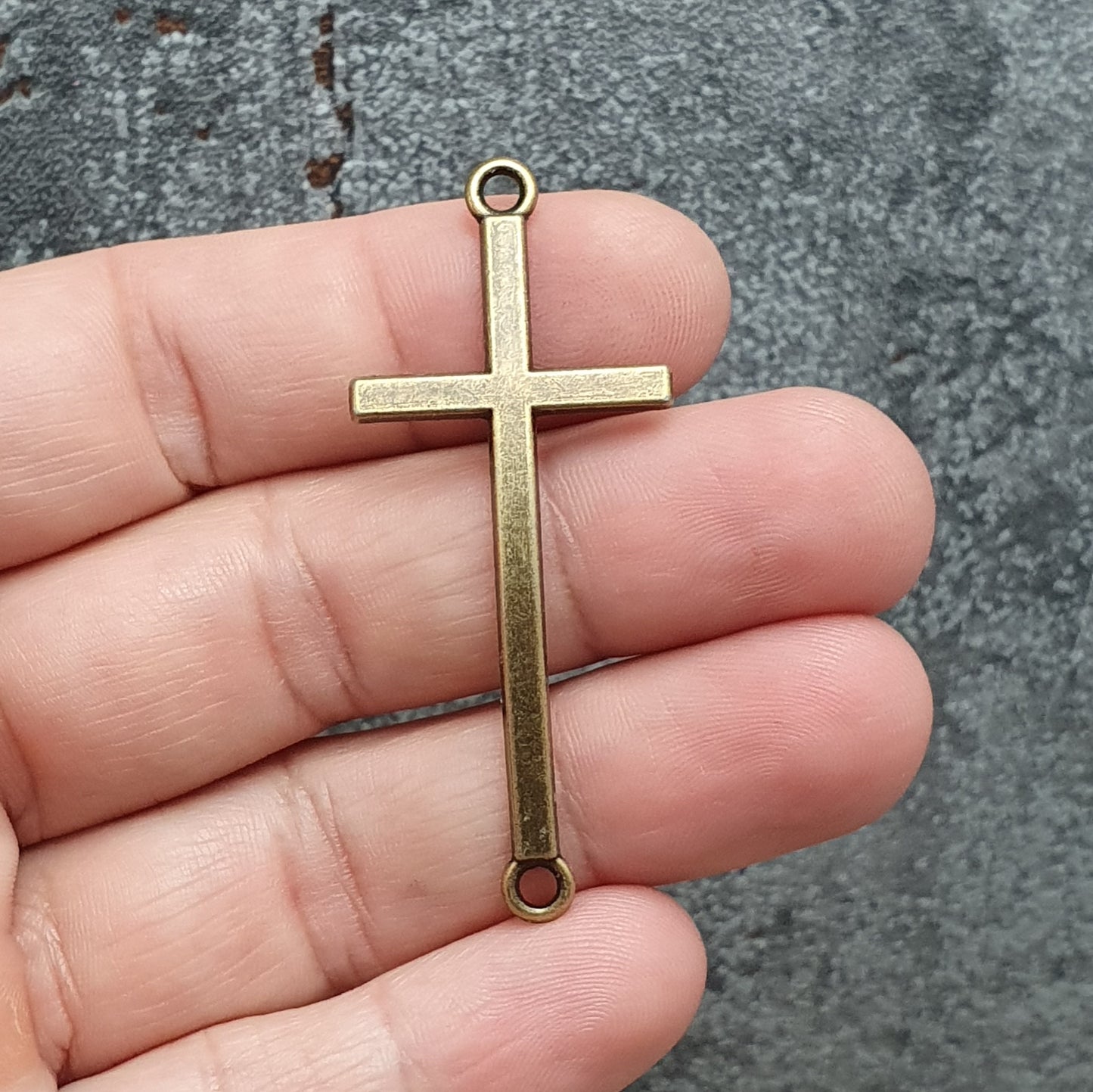 Verbinder für Armschmuck ~ Kreuz ~ 50mm, antik bronzefarbig