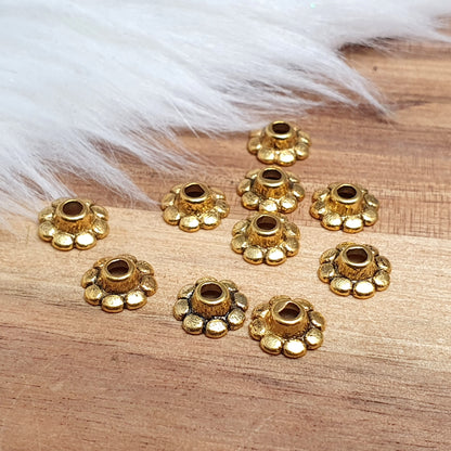 Zierkappen Perlenkappen - antik goldfarbig nf - 8mm