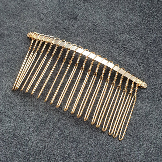 Haarkamm zum beperlen in goldfarbig, aus Draht, 20 Zähne, 7,5cm