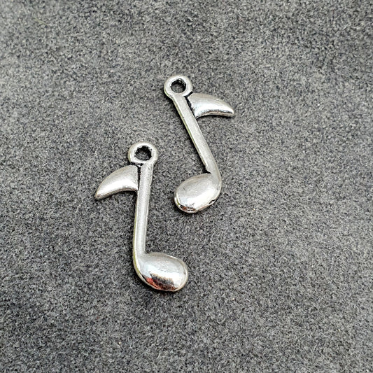 3 Anhänger, Charms, Musiknote, 23mm, antik silberfarbig