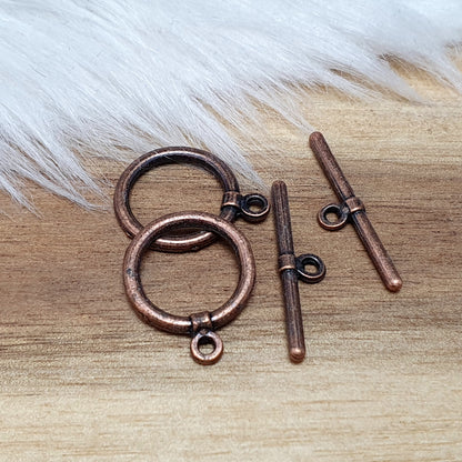 2x Knebelverschluss, antik kupferfarbig