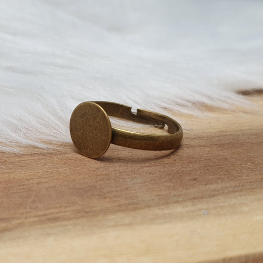 Ring Rohling, Ringschiene, mit Klebeplatte 10mm, antik bronzefarbig, unisize