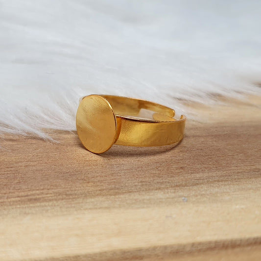 Ring Rohling, Ringschiene, mit Klebeplatte 10mm, goldfarbig, unisize