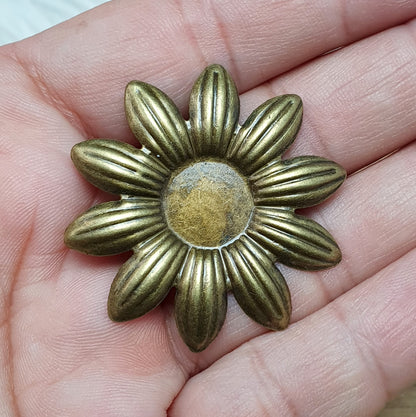 3x Setting Blume für Cabochon 12mm, antik bronzefarbig