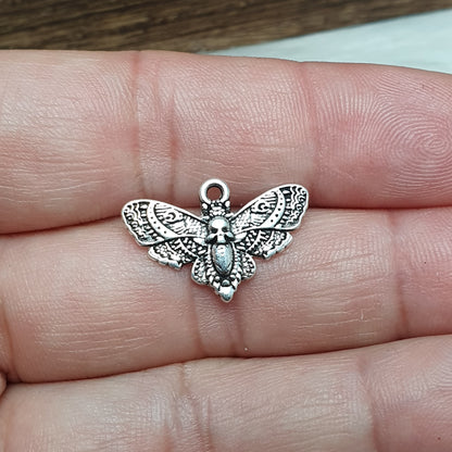 2 Anhänger, Charms, Deathmoth, Totenkopfmotte, 13x20mm, Schmuck Basteln