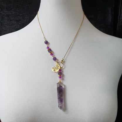 Pendelkette, Pendel Amethyst mit Katze, Klarheit, Intuition & Weisheit