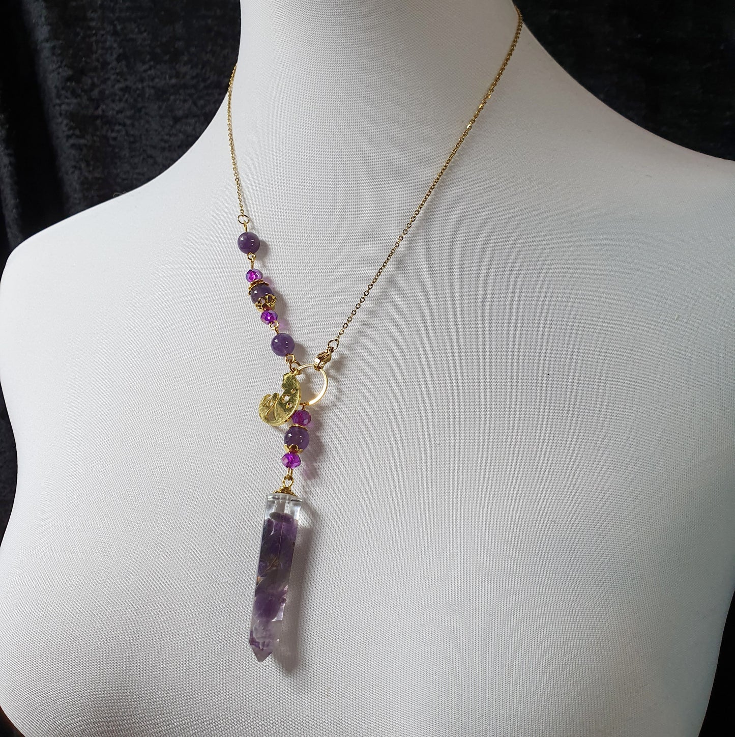 Pendelkette, Pendel Amethyst mit Katze, Klarheit, Intuition & Weisheit