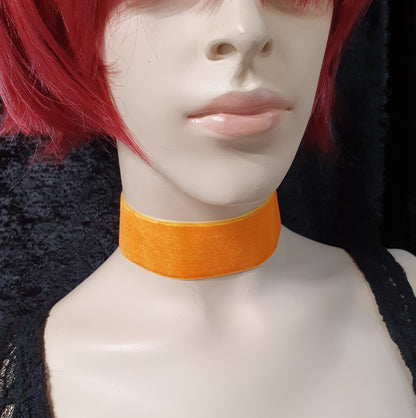 Weicher Choker, Samt, Knallorange, 4cm breit