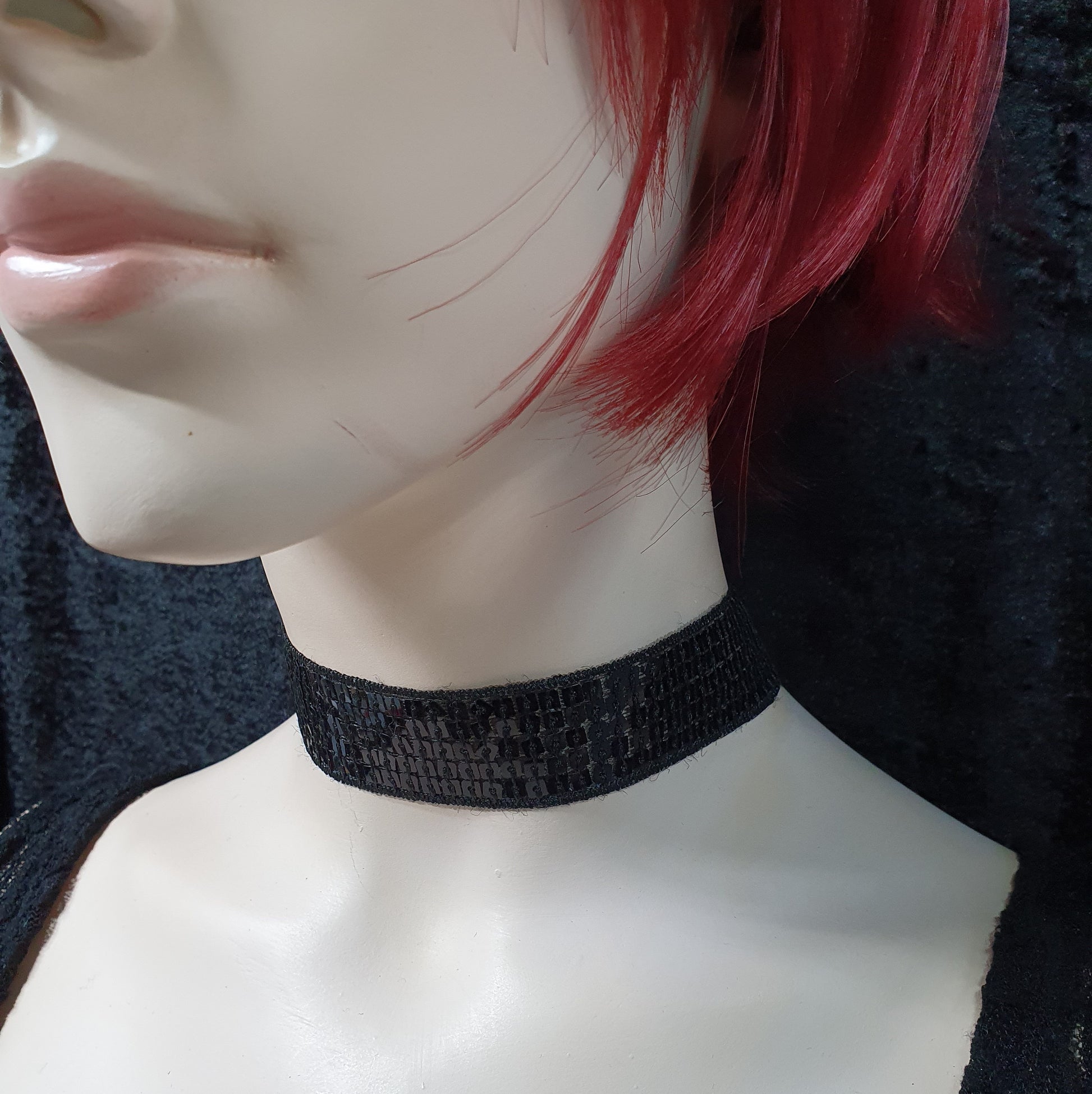 Party Choker, Schwarz mit Pailletten, 2,7cm breit