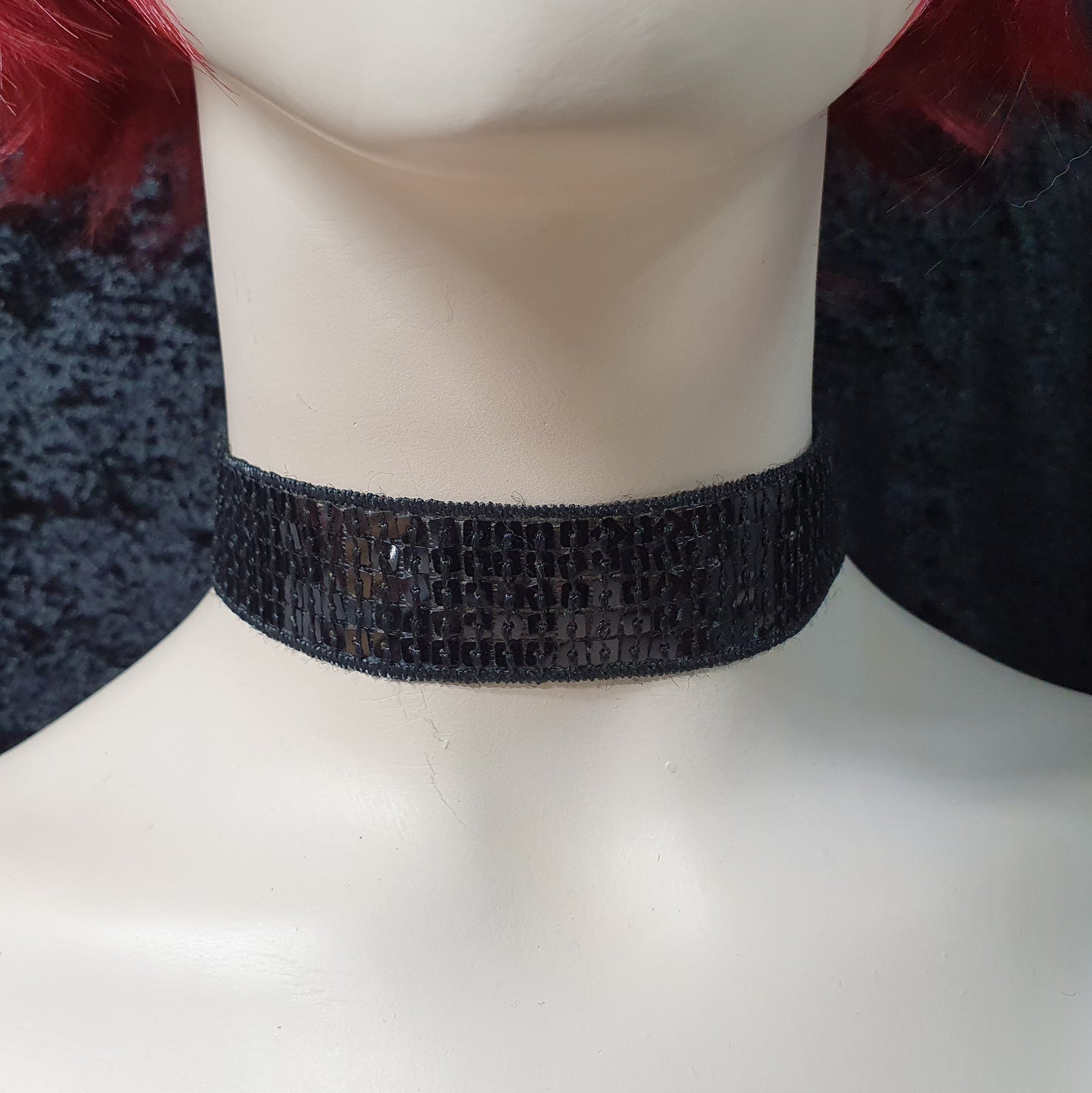 Party Choker, Schwarz mit Pailletten, 2,7cm breit