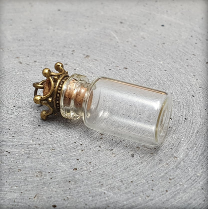 Mini Bottle mit Korken & Krone antik bronzefarbig, 24x13mm