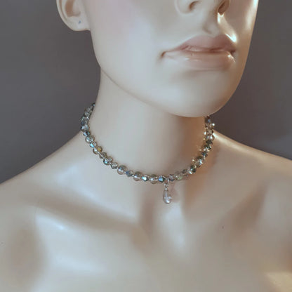 Choker mit Perlen aus Kristallglas, Black Diamond, Funkelexplosion, Blingbling