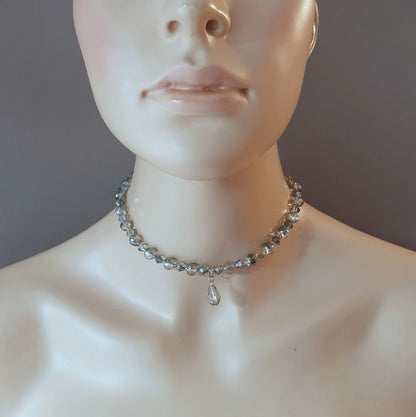 Choker mit Perlen aus Kristallglas, Black Diamond, Funkelexplosion, Blingbling