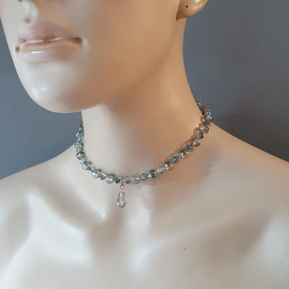 Choker mit Perlen aus Kristallglas, Black Diamond, Funkelexplosion, Blingbling