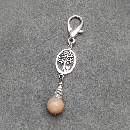 Taschenbaumler, Jaspis, Lebensbaum, Baum, Herz, mit Karabiner, Schlüssel, Yoga, Reiki