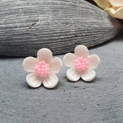 Ohrstecker, Ohrringe, Blumen, Weiß