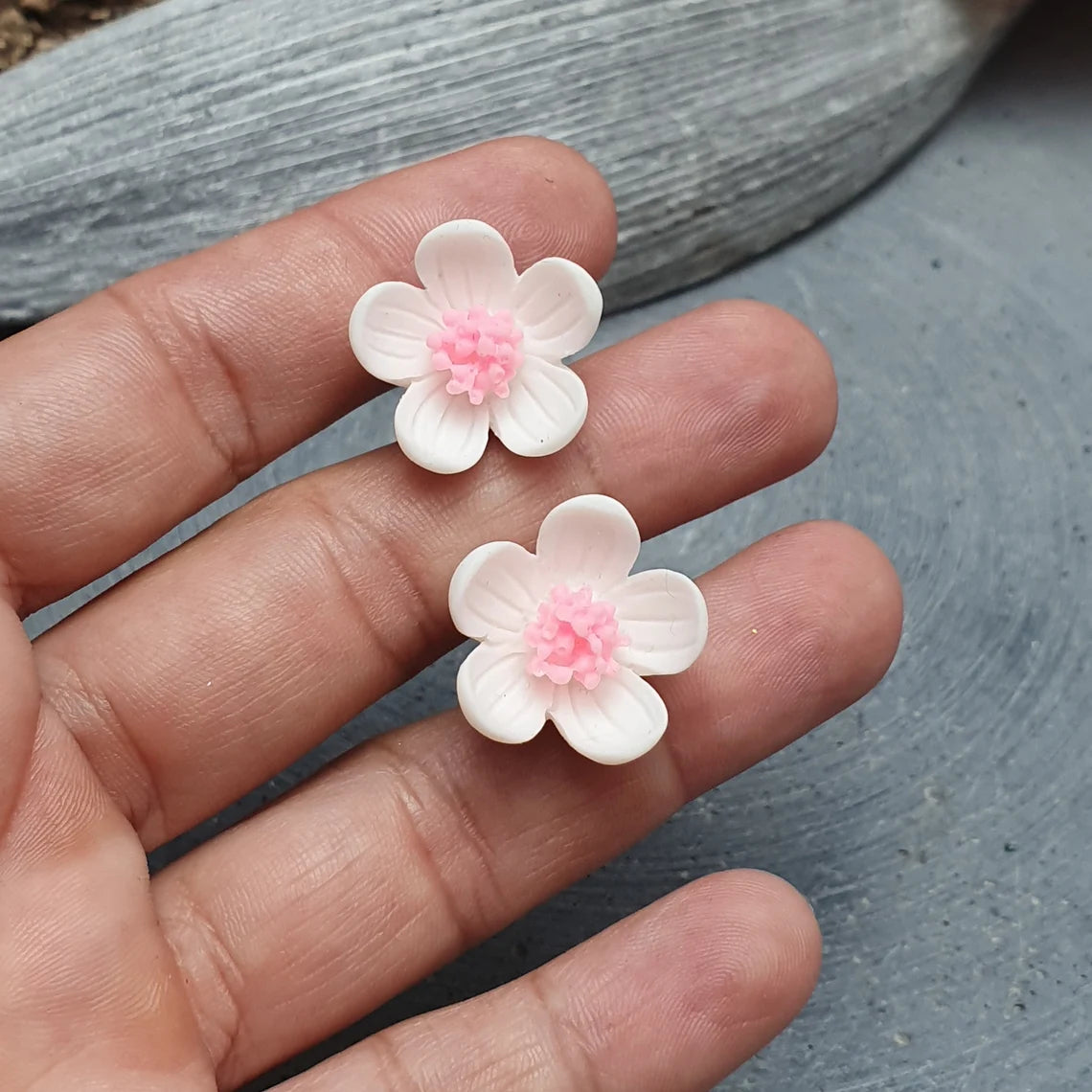 Ohrstecker, Ohrringe, Blumen, Weiß