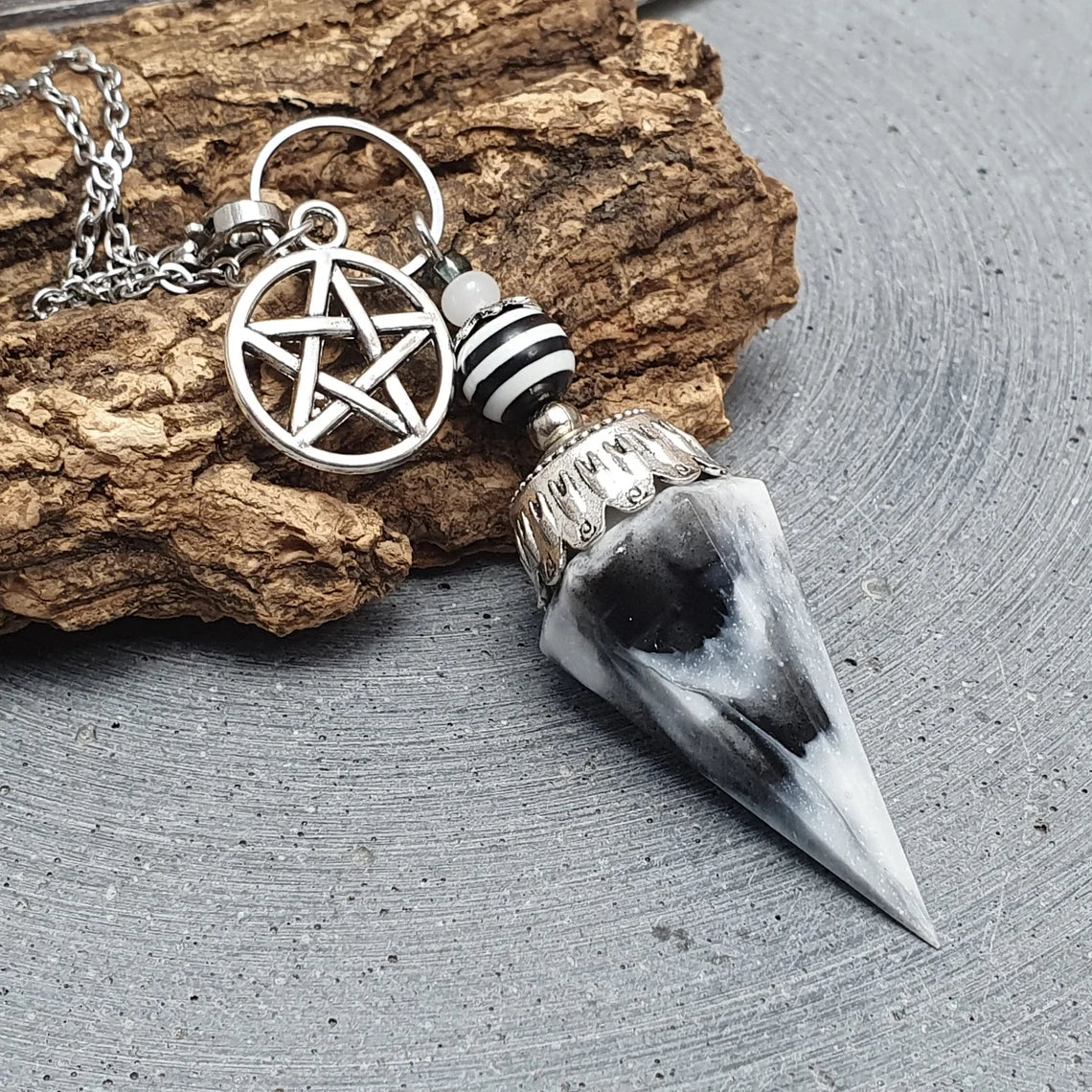 Pendel, Pendulum, Stärke & Professionalität, Pentagramm, Black, White, Wicca, Divination