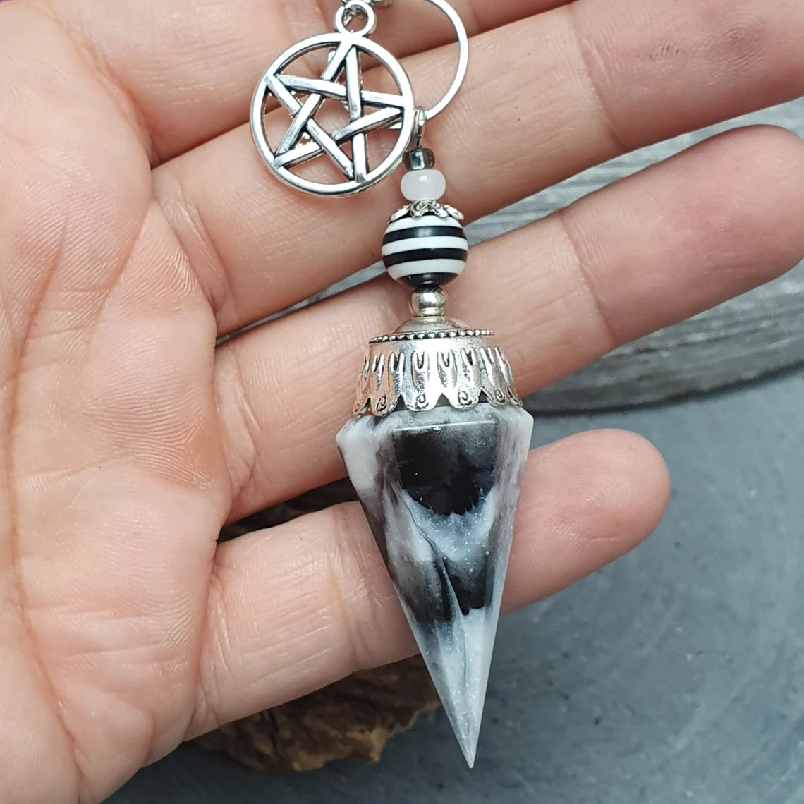 Pendel, Pendulum, Stärke & Professionalität, Pentagramm, Black, White, Wicca, Divination