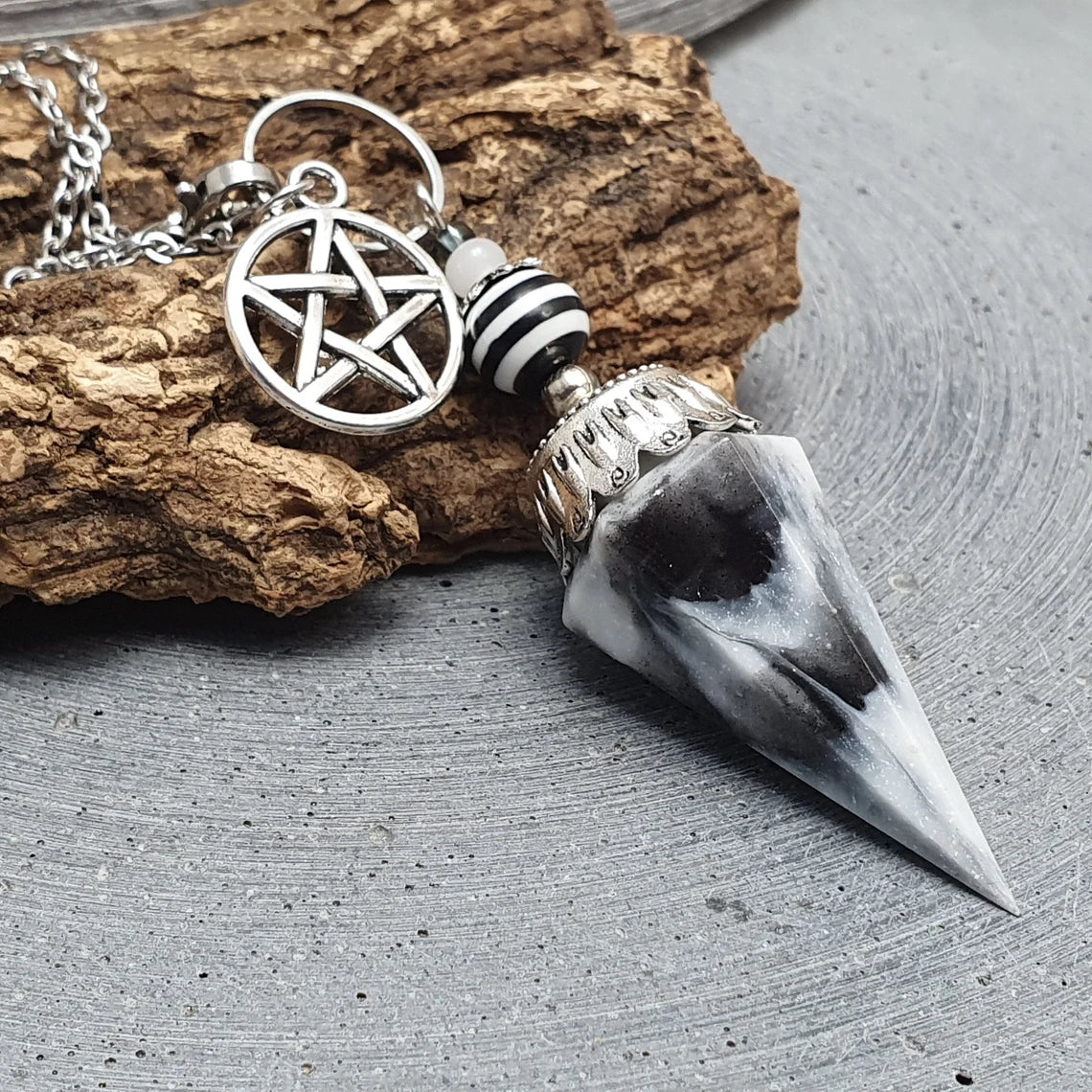 Pendel, Pendulum, Stärke & Professionalität, Pentagramm, Black, White, Wicca, Divination