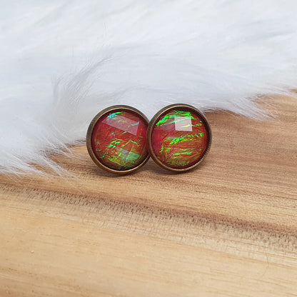 Ohrstecker, Mystique Rouge Verde, antik Bronzefarbig