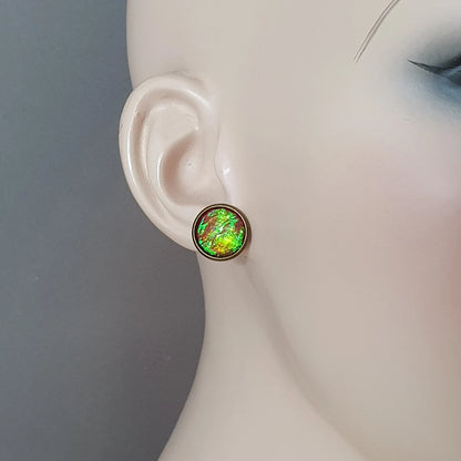 Ohrstecker, Mystique Rouge Verde, antik Bronzefarbig