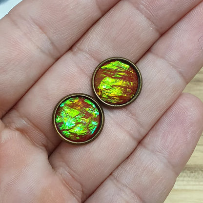 Ohrstecker, Mystique Rouge Verde, antik Bronzefarbig