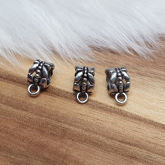 6 Perlen mit Öse, Libelle, 12mm, antik silberfarbig, Schmuck Basteln