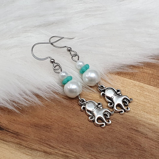 Ohrhänger, kleiner Oktopus, Glasperlen