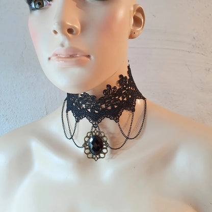 Choker aus schwarzer, Spitze, Burlesque, Nostalgie, Gothic