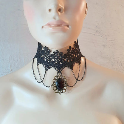 Choker aus schwarzer, Spitze, Burlesque, Nostalgie, Gothic