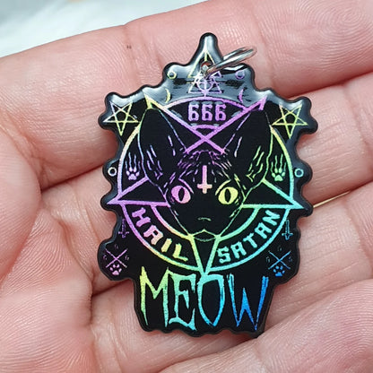 Anhänger, MEOW, 666, Acryl, Halloween, 42mm