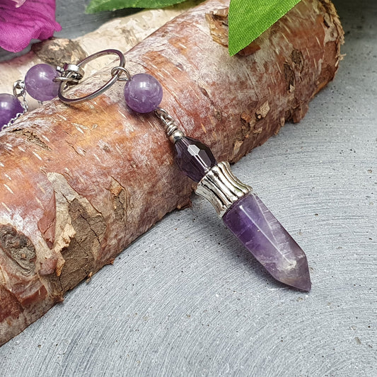 Pendel Pendulum aus Amethyst an Kette, Jungfrau, Treue, Harmonie