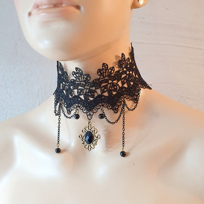 Gothic Choker schwarze Spitze, Burlesque, Nostalgie