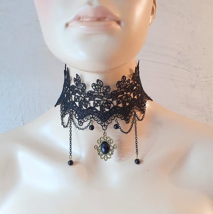 Gothic Choker schwarze Spitze, Burlesque, Nostalgie